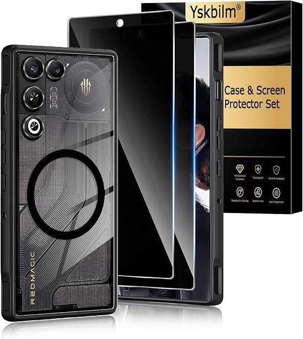 Funda magnética para Nubia Red Magic 11 Air, con 2 protectores de pantalla de privacidad, a prueba de golpes, delgada y transparente