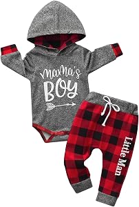 Newborn Baby Boys Clothes Infant Hoodie Letter Print Long Sleeve Pullover Romper Pants 2pcs Outfit Set