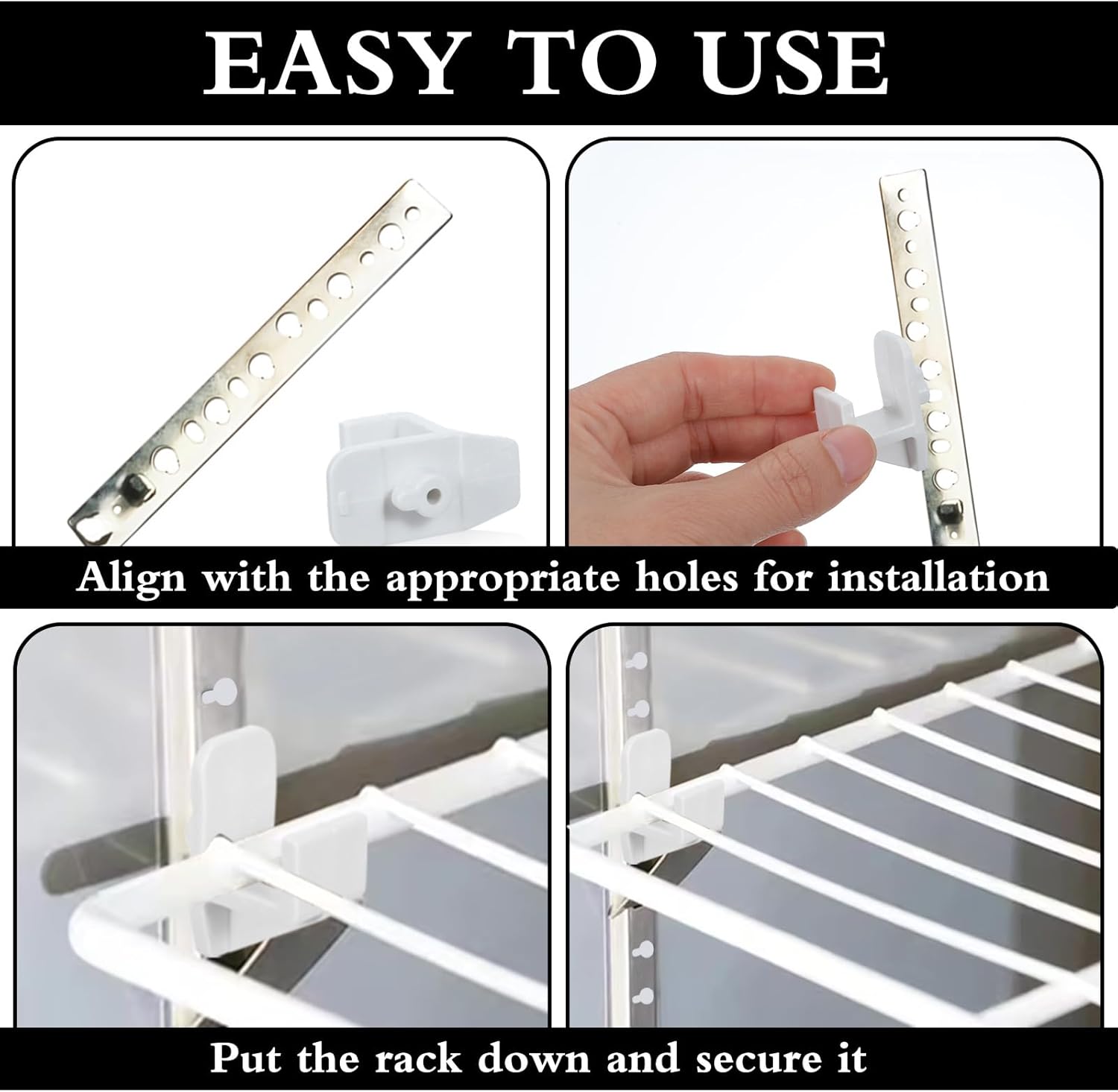 12 pcs Freezer Shelf Plastic Clip for Refrigerator Freezer Cooler Shelf Support Replacement Square Buckles Clips Commercial Replacement Clips Buckles for Fridge Parts (White)