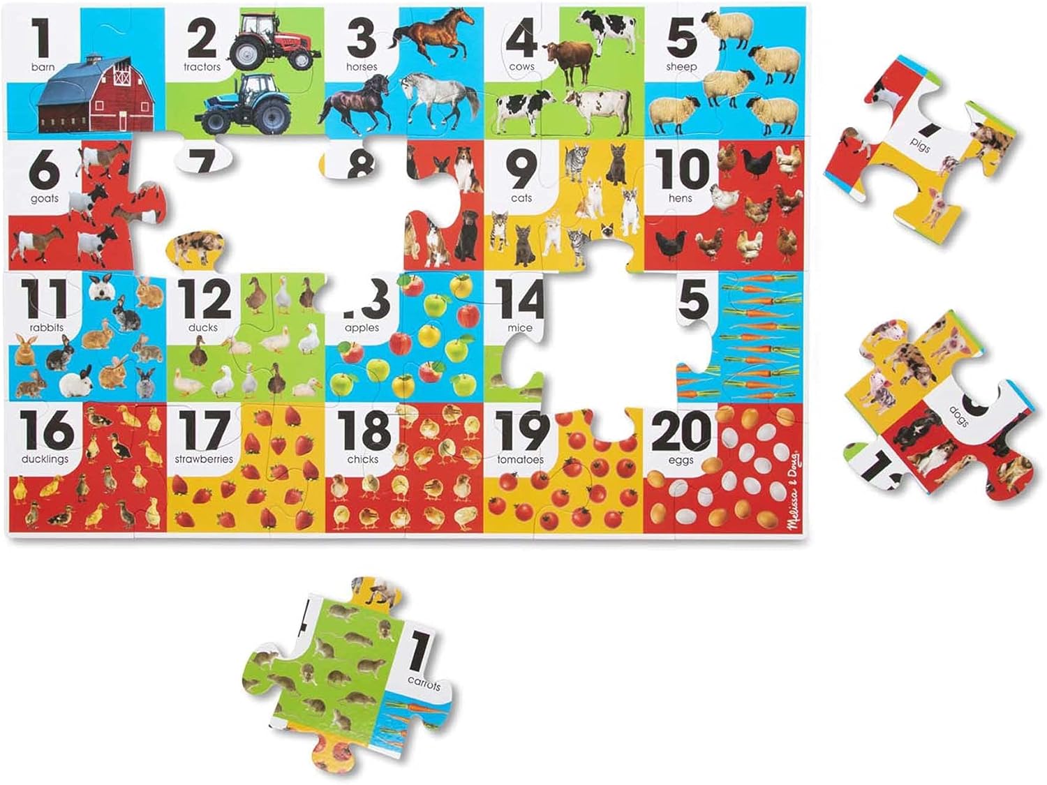Melissa & Doug Farm Number Jumbo Floor Puzzle (24 pcs, 2 x 3 feet) : Everything Else