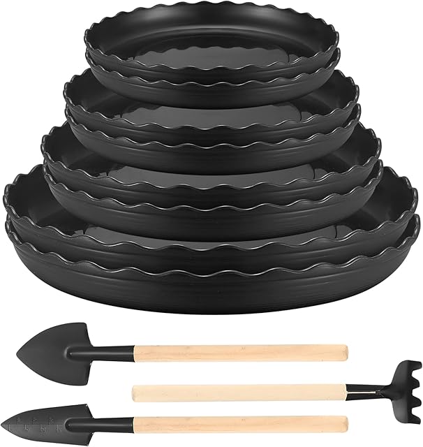 JETFLIP 8 Plant Pot Saucers Drip Trays Round Flower Pot Drip Trays for Indoor Outdoor Garden Plant Flower Care (15cm+19cm+22cm+25cm