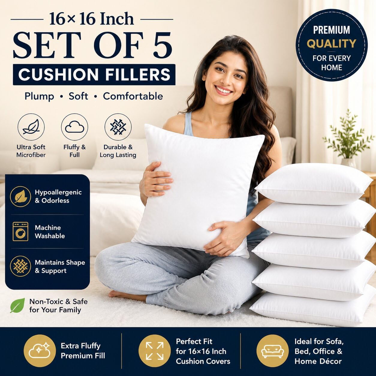 Hotel Microfiber Cushions - Set of 5 -2