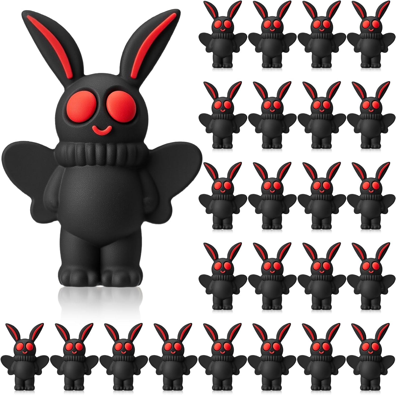 Chunful 25 Pcs Mini Mothman Figurines Small Moth Man Figures Tiny Mothman Statue for Cryptids Gag Easter Gift Hide and Seek Props Cake Garden Decor Birthday Holiday Party Favors (Black)