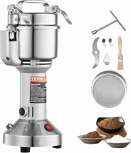 VEVOR 750g Electric Grain Mill Grinder, 2000W Commercial Spice Pulverizer, Stainless Steel