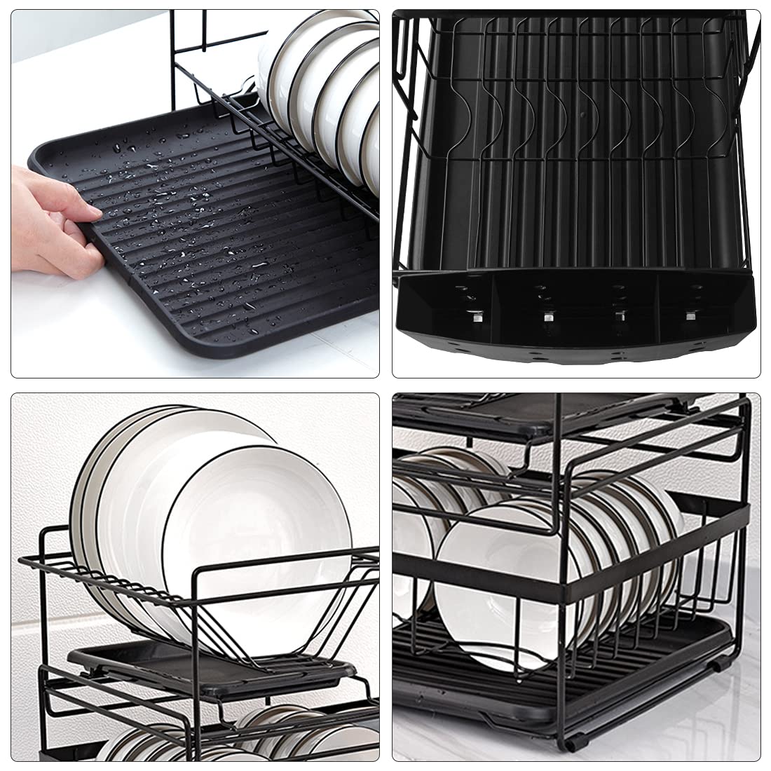 Buy Feibrand Dish Rack Sink Drying Kitchen Metal Drainer Rack 2 Tier