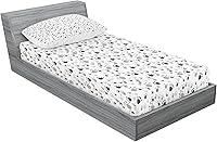 Vista 263 de Lunarable Grey Fitted Sheet & Pillow Sham Set, Pattern with Random Footprints Paw Traces Pet Legs Friendly Cats and Dogs, Decorative Printed 3 Piece