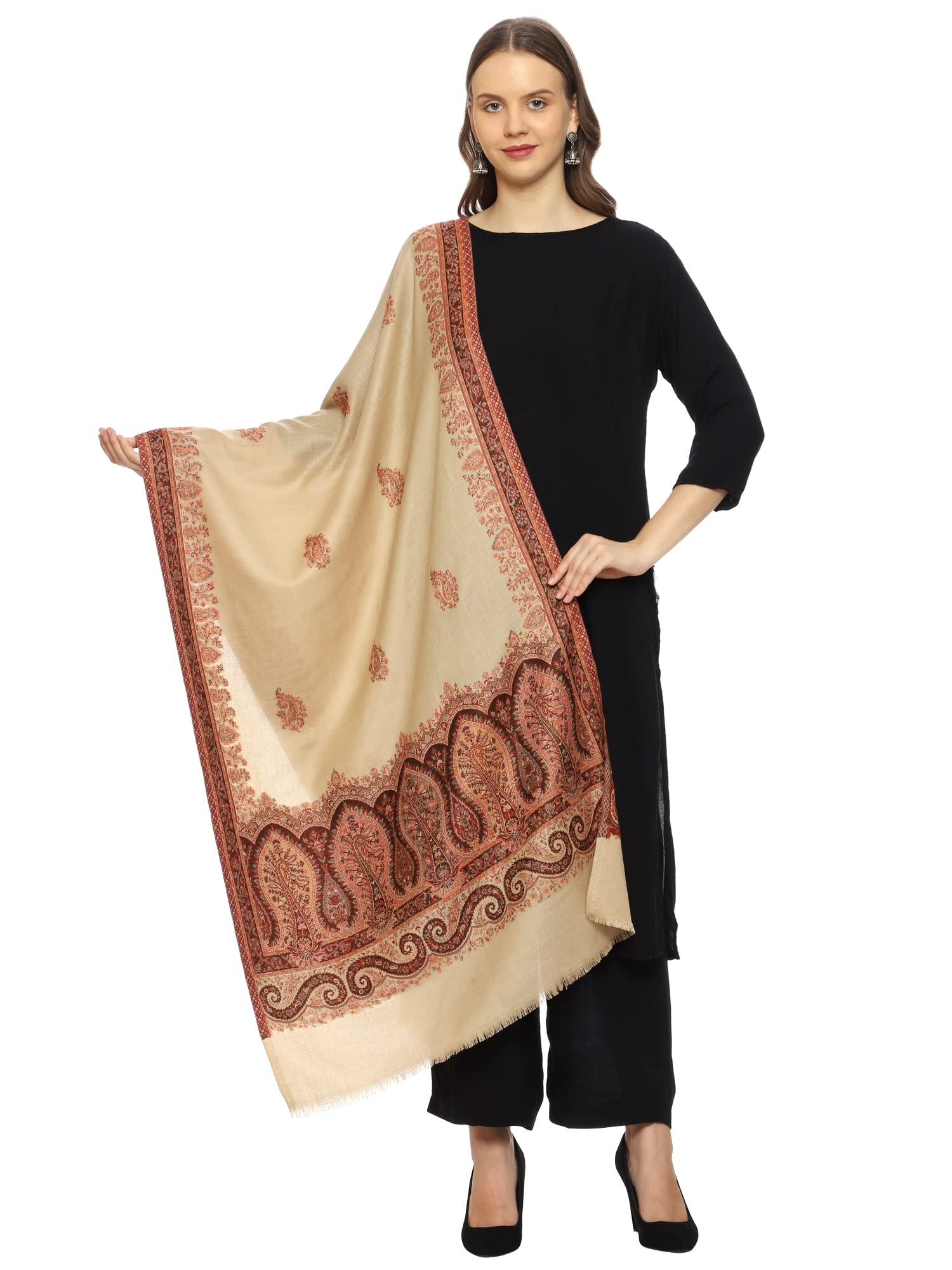 swi with label Women's Melange Kani Wool Stole(2JR2)-picture-11