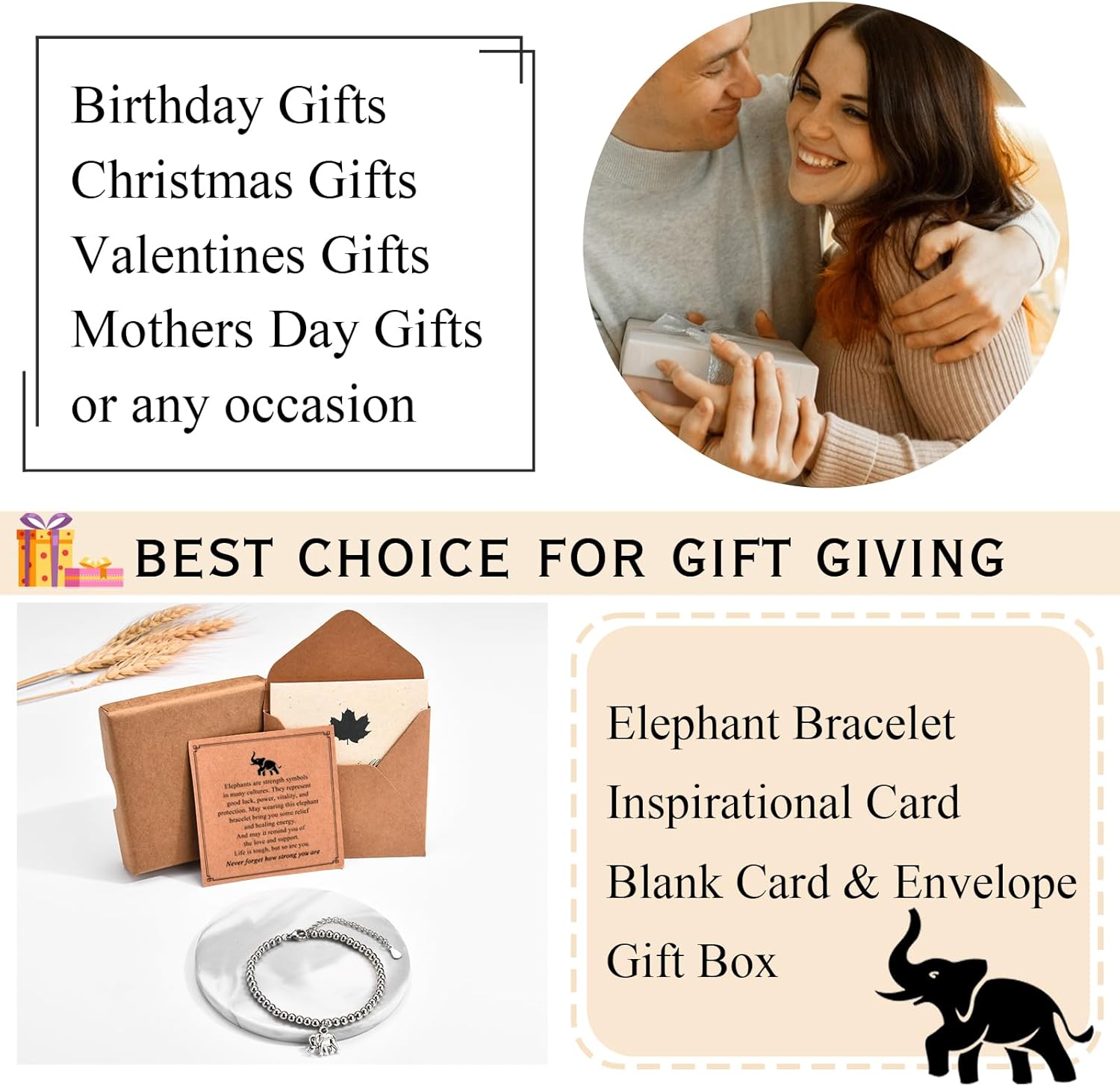 Elephant Gifts for Women, Elephant Bracelet Get Well Soon Inspirational Spiritual Motivational Encouragement Gifts for Women on Birthday Christmas Valentines Day Mothers Day - Image 6