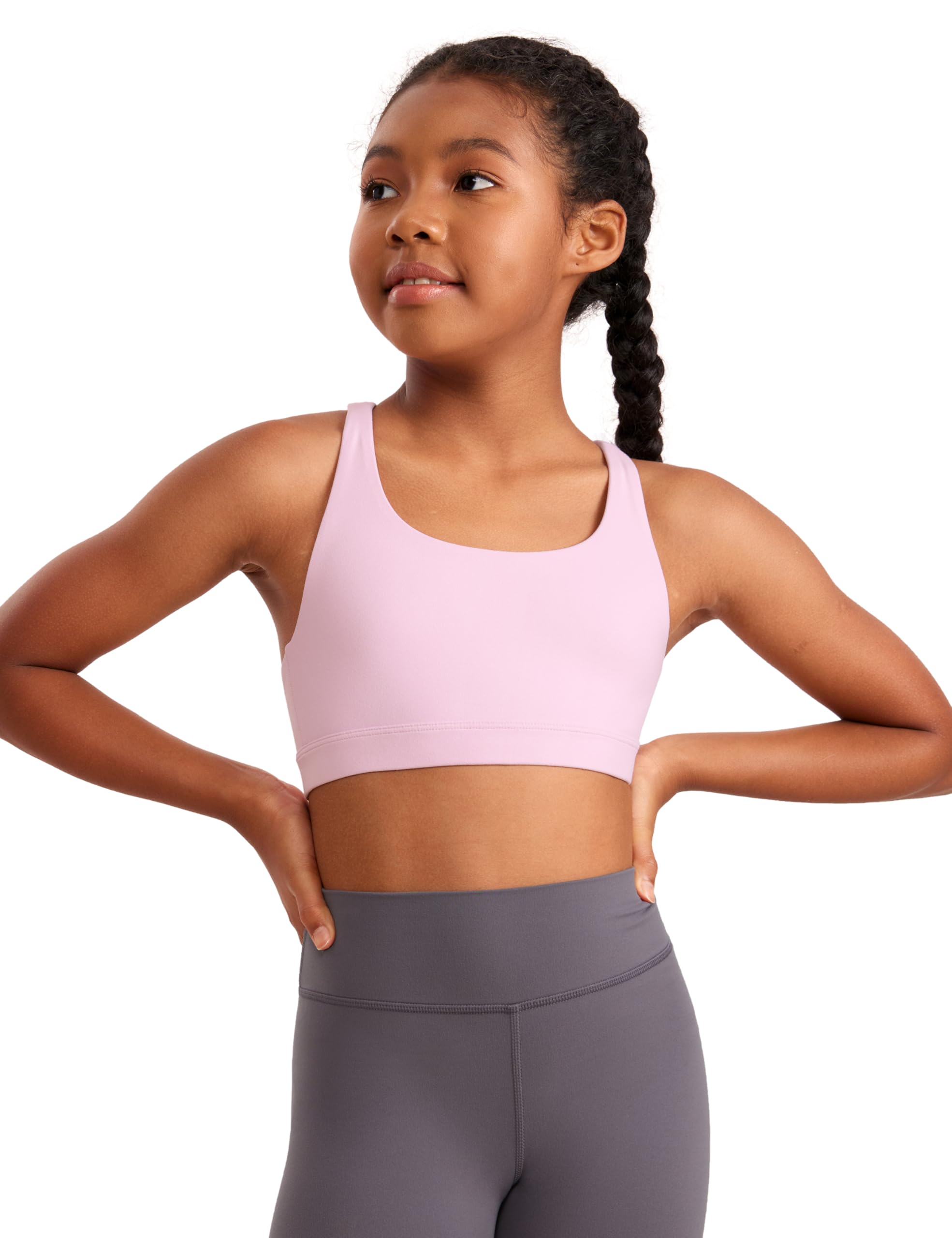 CRZ YOGA Butterluxe Mädchen Strappy Sport BH Longline Kinder Sports Bra Atmungsaktiv Training Workout Crop Top