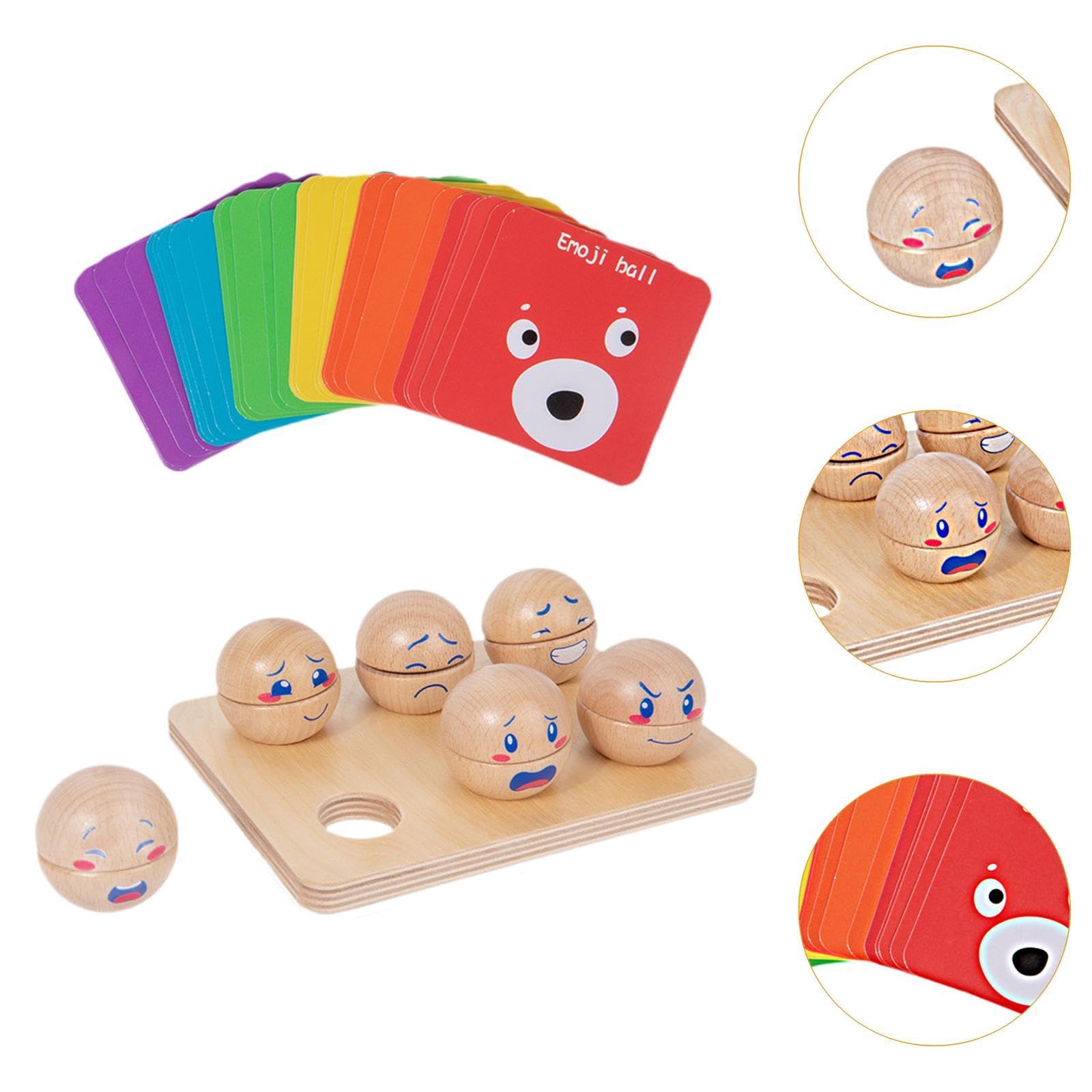 Juego de Bolas presión de Emociones, Bloques de Madera Educativos para Niños con Juego de Habilidades Motoras Finas, Actividades Divertidas