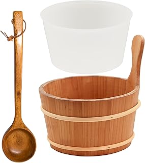 HAF® Saunakübel Set Thermo-Espe 4 Liter mit Einsatz und 40cm Saunakelle aus Komu-Holz | Feuchtigkeitsresistenter Aufgusseimer | Hochwertiges Sauna Zubehör | Qualität: Made in Germany