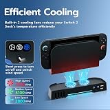 Mcbazel Switch 2 Dock Cooling Fan z RGB Lights, 3-Prędkościowa Regulacja, Stojak na Karty do Gier, Porty USB do Ładowania, Zwiększone Odprowadzanie Ciepła dla Konsoli Switch 2