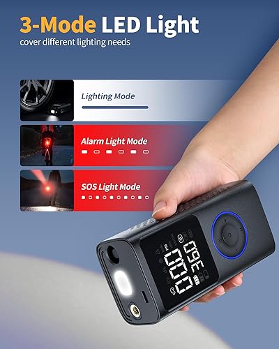 Miniatura 7 de Compresor de aire portátil para inflador de neumáticos, bomba de bicicleta inalámbrica de 150 PSI, bomba de aire para automóvil, motocicleta,