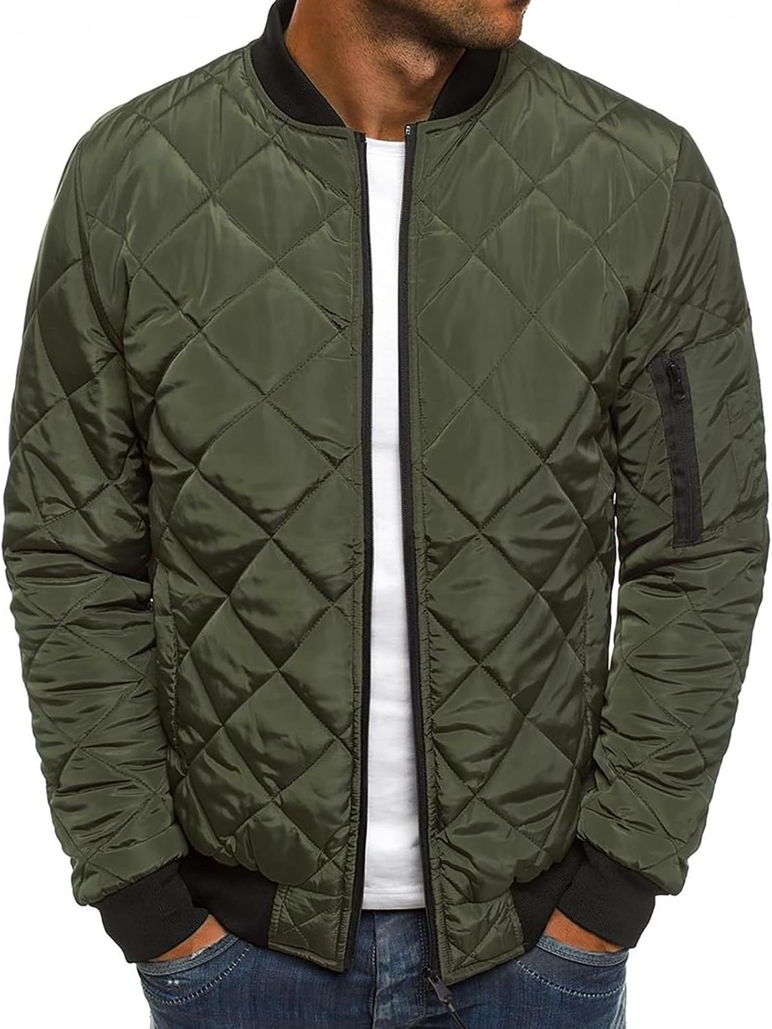 Quilted Bomber Jacket Mens Bomber Jackets Diamond Winter Fall Coats