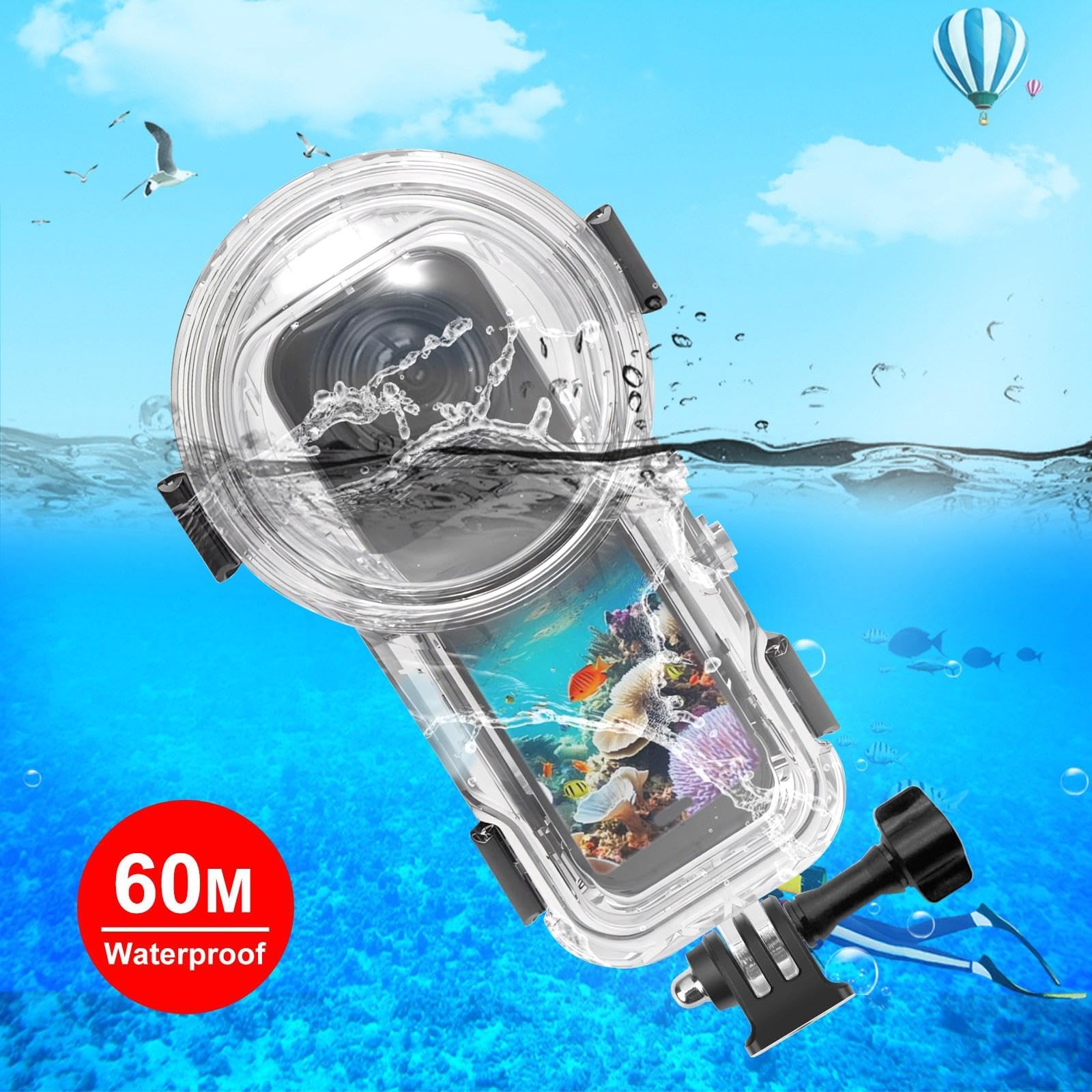 PULUZ Custodia subacquea impermeabile per Insta360 X5, profondità subacquea fino a 60 m Insta 360 X5, custodia impermeabile per immersioni, snorkeling, nuoto