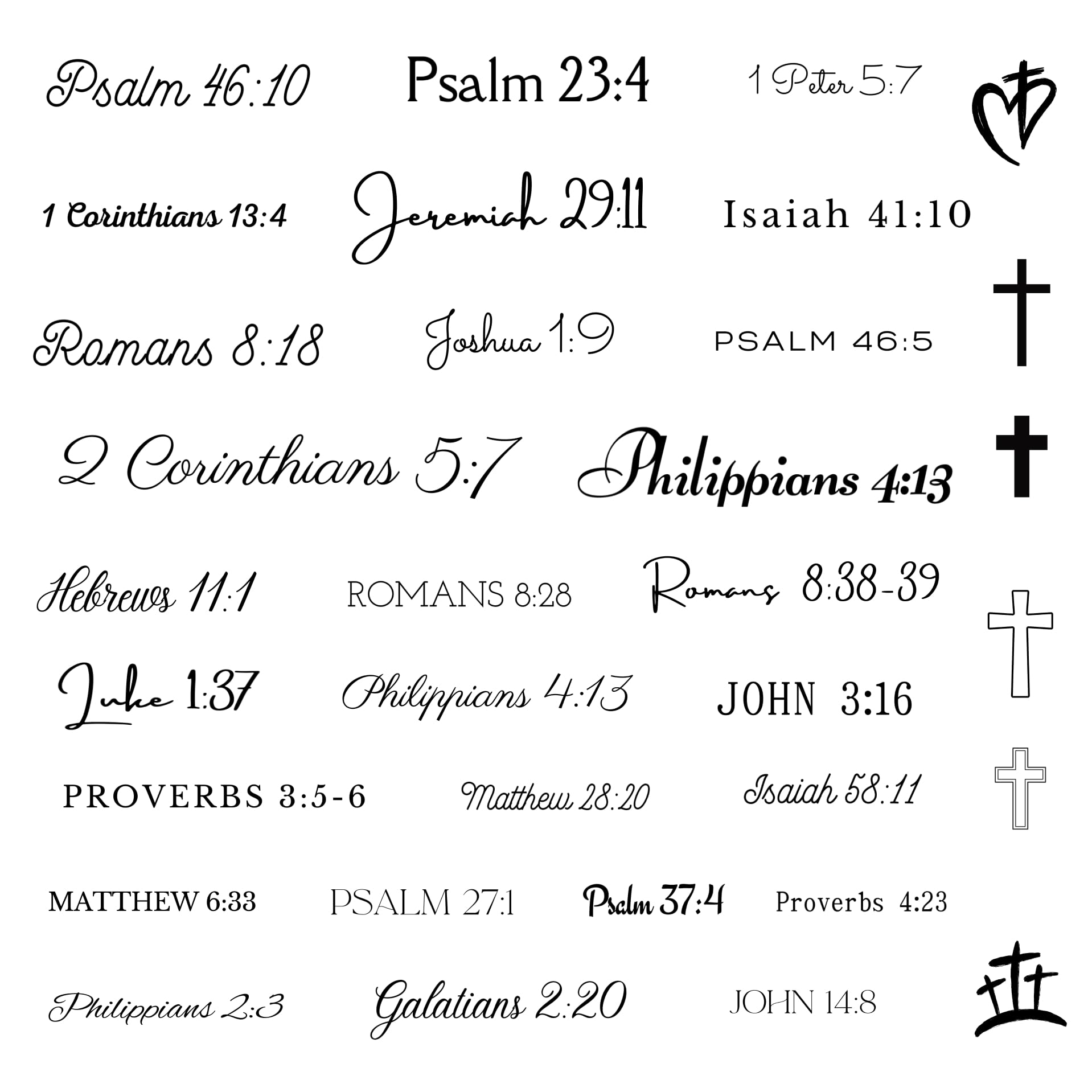 One Grace Foundations of Faith Christian Temporary Tattoos - Inspirational Scripture Selections - Motivational Bible Verse Words and Christian Cross