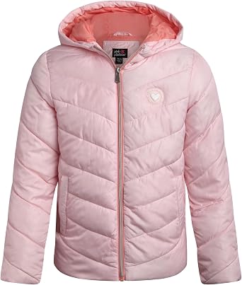 Pink Platinum Girls Puffer Jacket - Full Zip Up Quilted Jacket Hooded Winter Coat - Warm Snow Jackets for Girls
