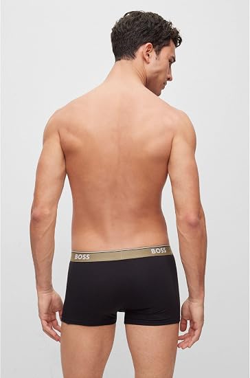 BOSS - Lot de trois boxers courts avec logo et rayures à la taille - Noir / Gris / Vert