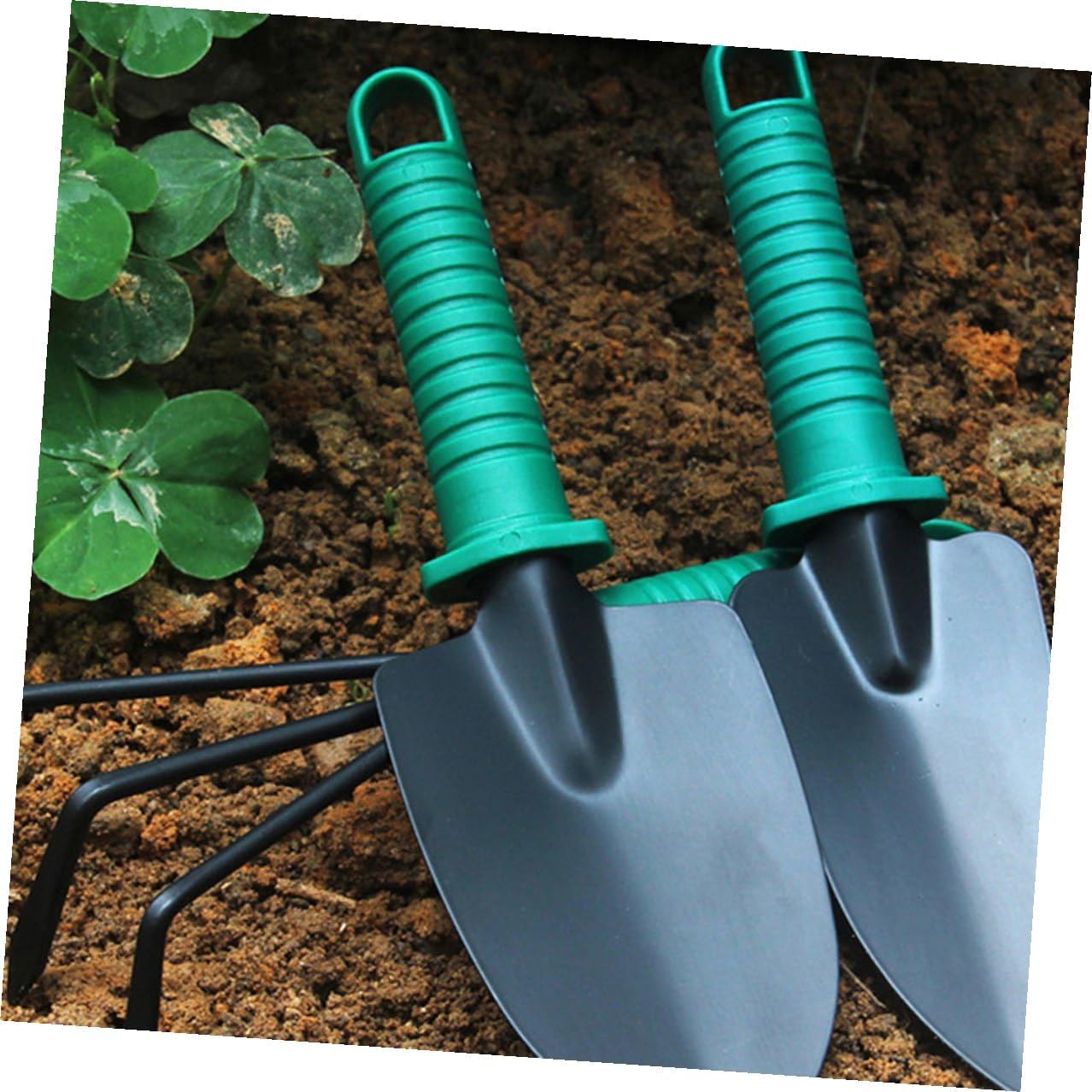 Stainless Steel Garden Tool Set 5pcs with Carrying Case, Includes Shovel, Rake, and Pruning Shears for Gardening and Planting Tasks