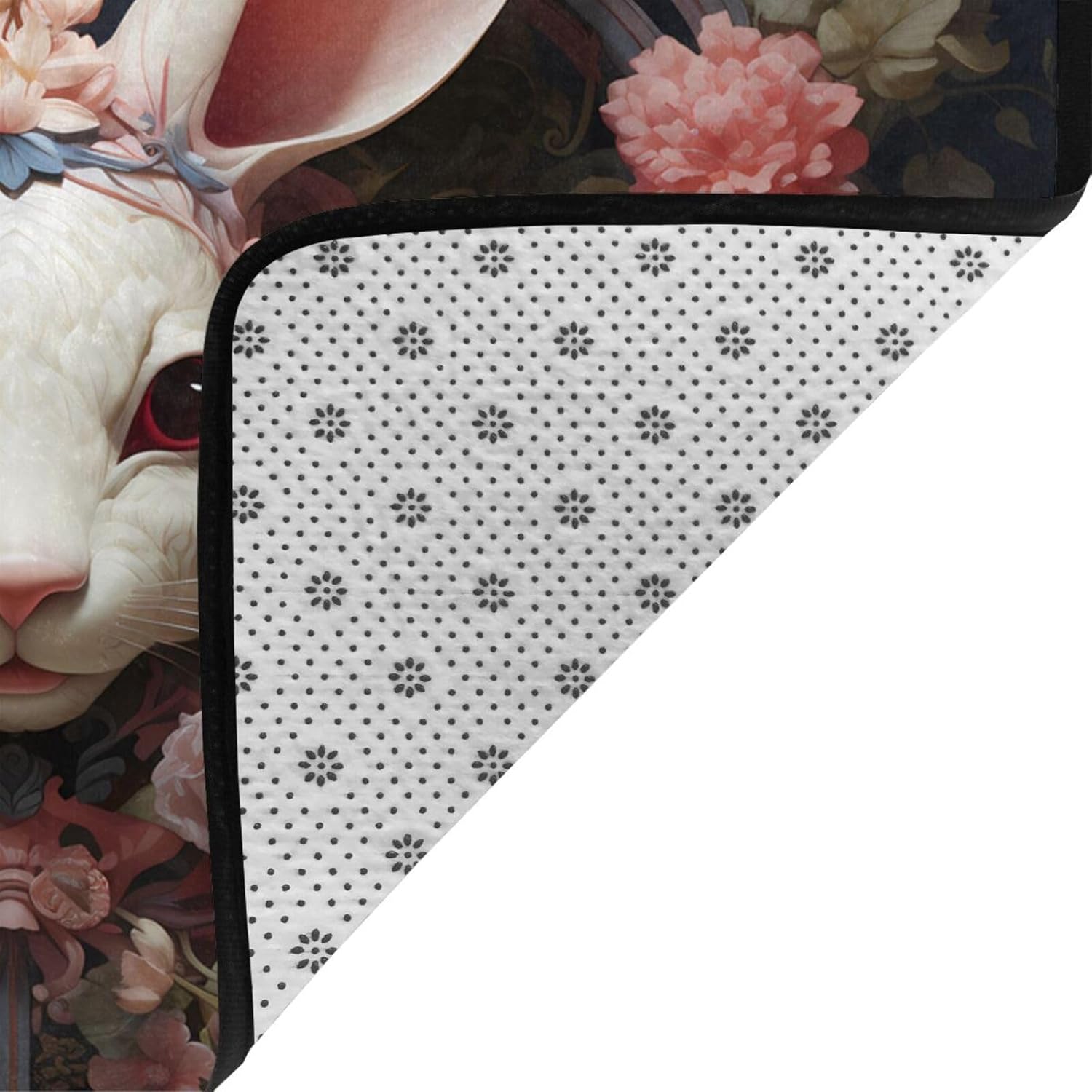 Enchanted Rabbit Printed Floor mat 80x58 inches, Non-Slip Decorative Carpet for Bedroom and Living Room