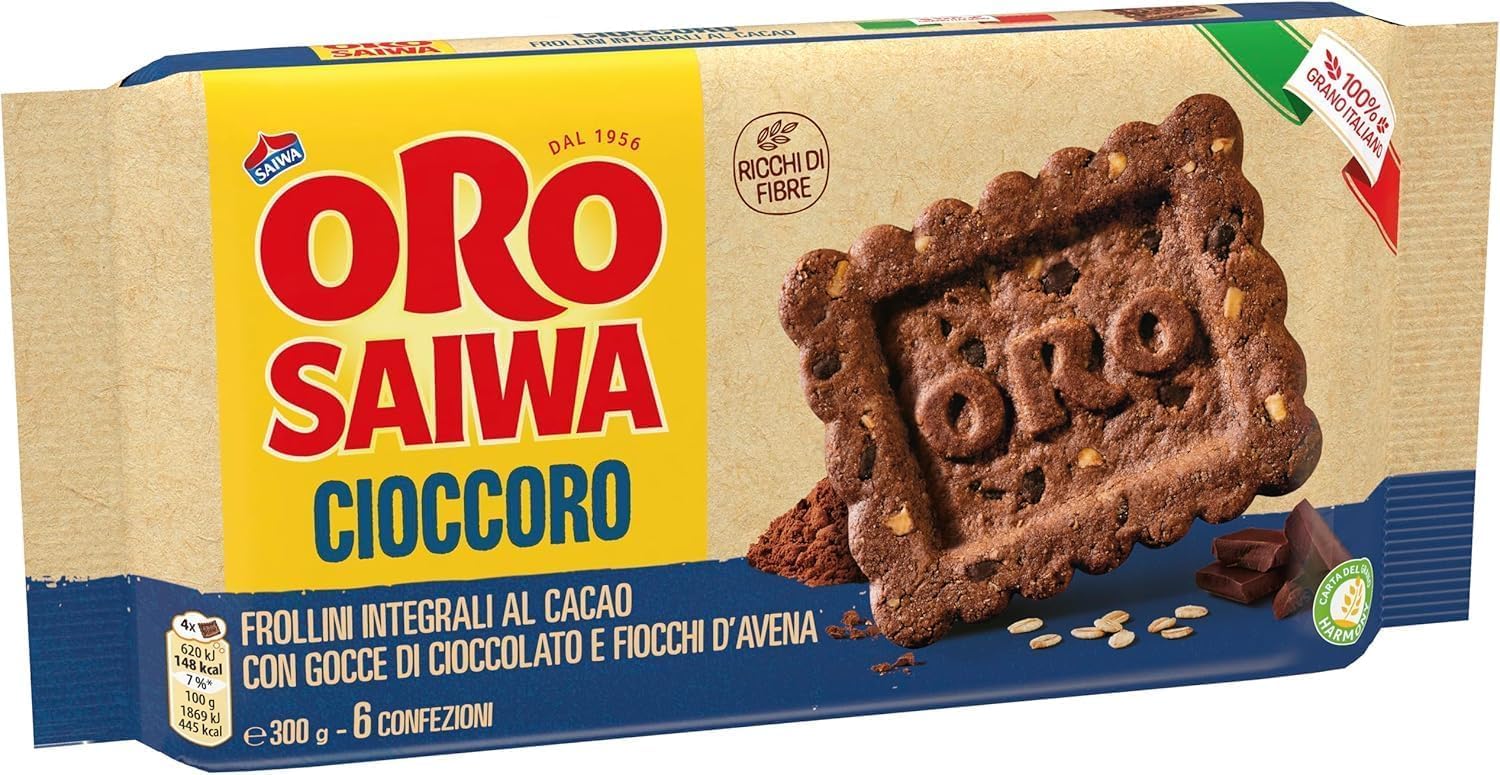 Italian Gourmet Bundle Vollkorn-Kakao-Kekse mit Schokostückchen 12x 300g + Italian Gourmet Polpa Gratis – Italienische Kakao-Frollini mit Haferflocken, ballaststoffreiche Frühstückskekse