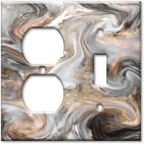 Miniatura 22 de Art Plates - Placa de interruptor de palanca de una sola banda - Placa decorativa de pared de metal para interruptor de luz de 1 cuadrilla - Mármol