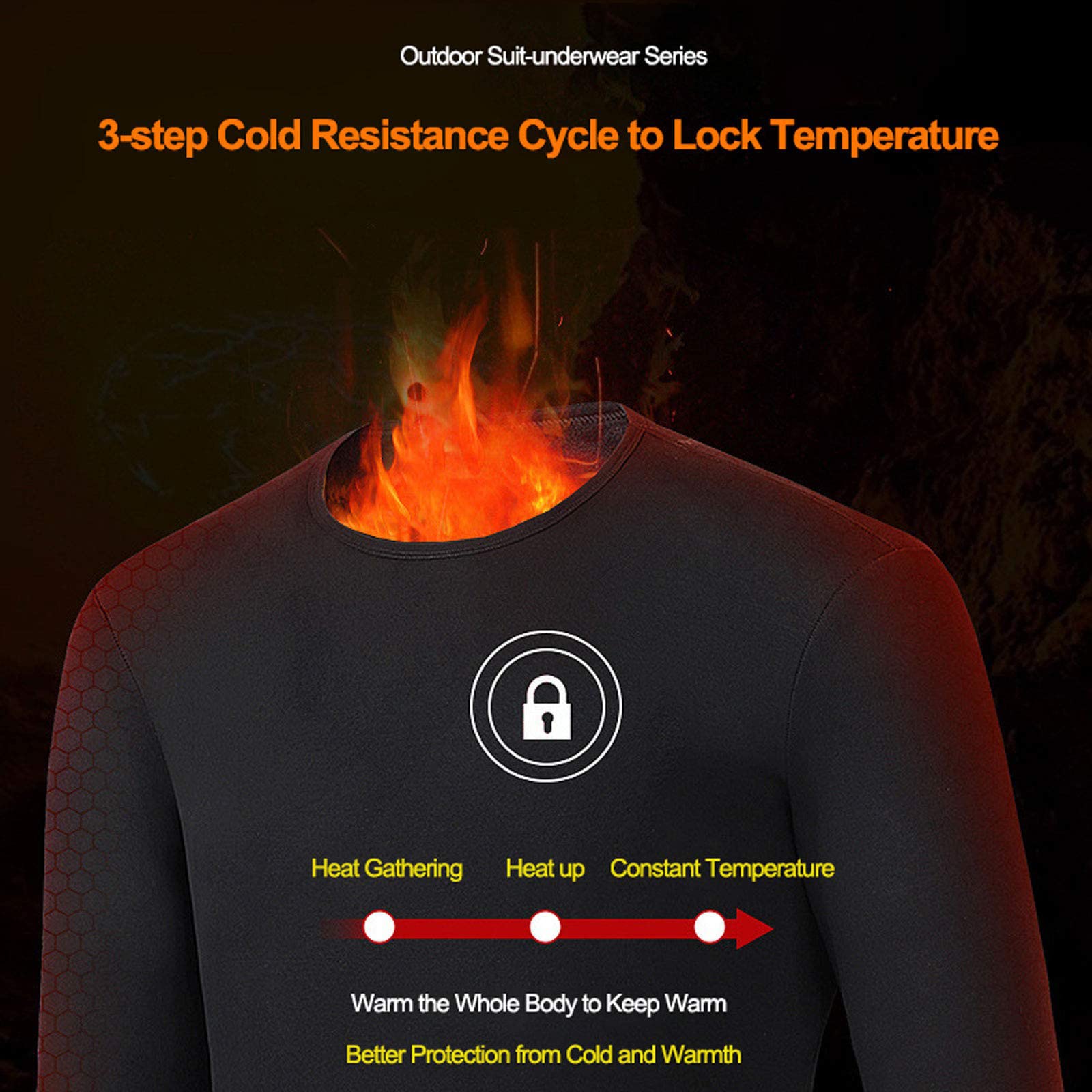 Tuta intima riscaldata a 6 aree, abbigliamento invernale per uomo/donna per il riscaldamento invernale all'aperto, camicia e pantaloni con carica termica per il riscaldamento USB (Nero S) (Nero S
