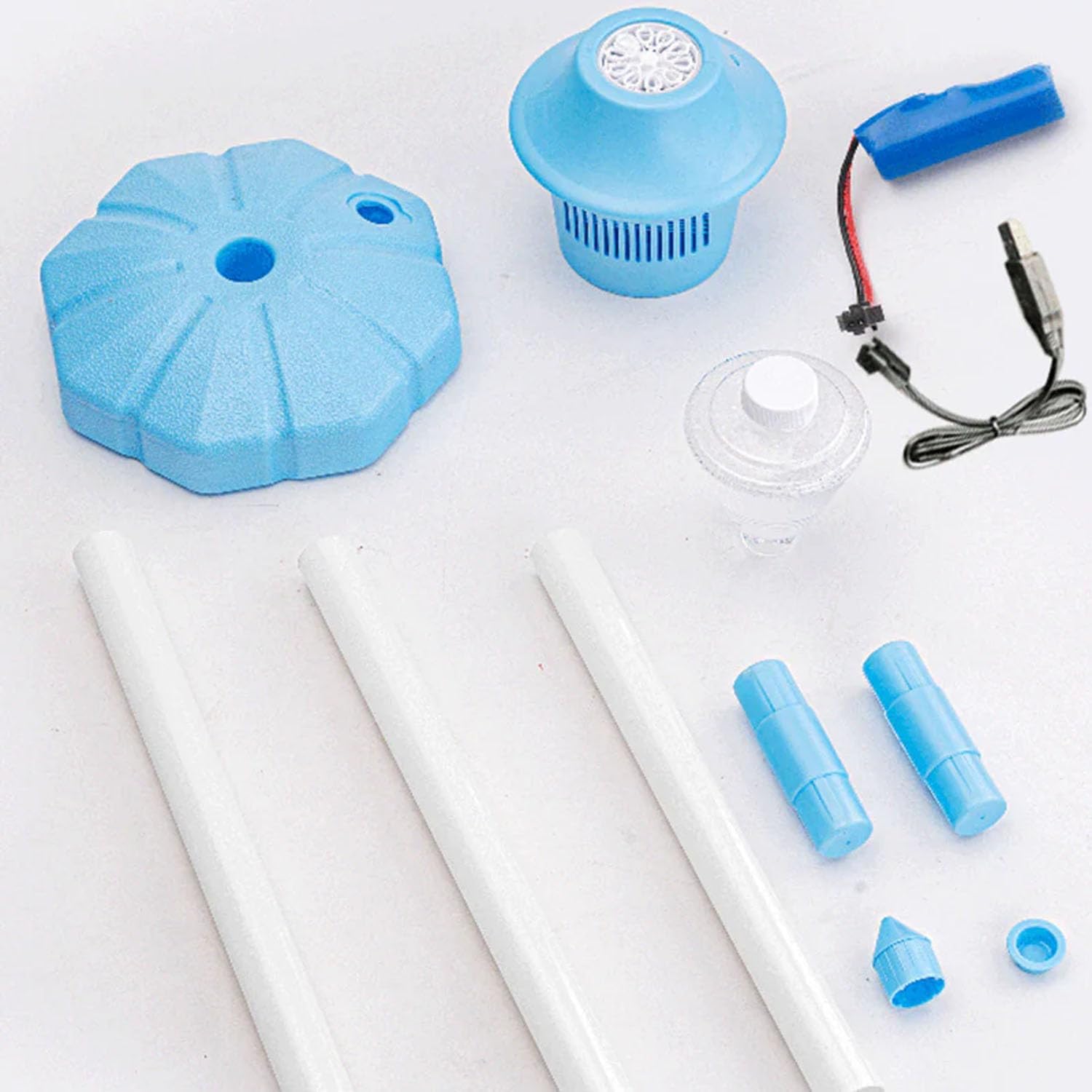 Automatic Bubble Maker, 20,000+ Bubbles/Min, 46in Tall Street Lamp Style Standing Bubble Machine with Music & Lights, Handheld & Stand Blower for Party, Wedding, Backyard & Patio (Blue)