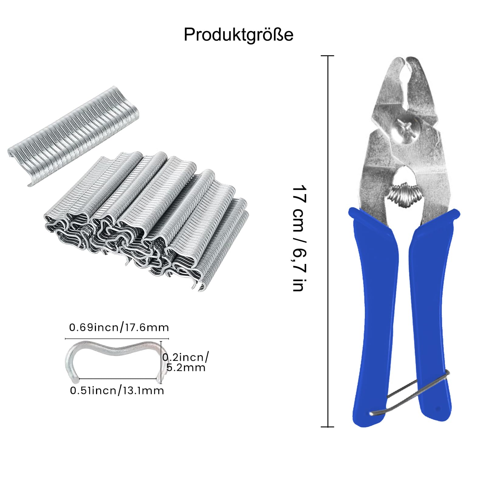 Pince à Clips Pour Anneaux De Porc Avec 1200 Clips – Outil Robuste Pour Clôtures, Cages Animaux, Saucisses, Emballages Alimentaires, Acier Inox
