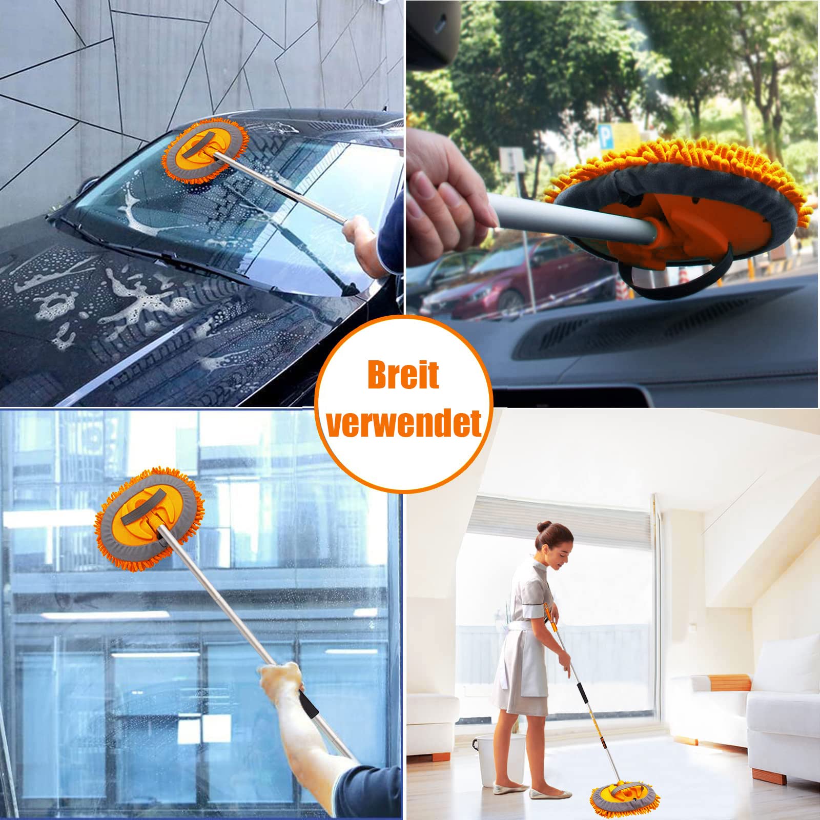 Set Spazzola Per Auto 3 In 1 Con Manico Retrattile 100 Cm – Microfibra E Raschietto, Per Camper E Camion