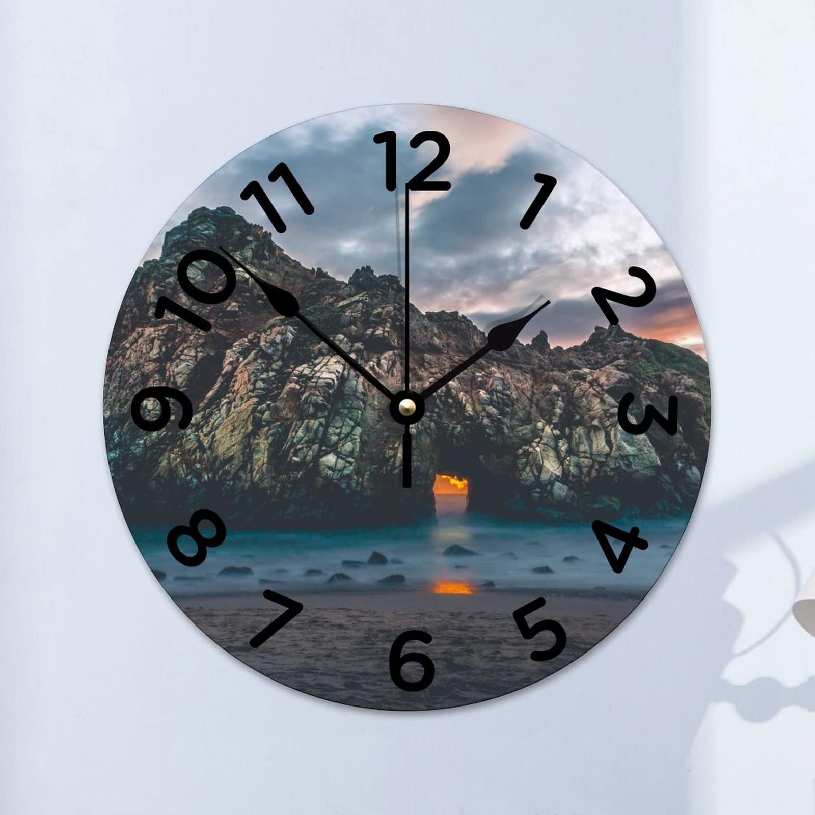 Horloge murale silencieuse Island Beach Islet 38 cm sans tic-tac pour cuisine et bureau