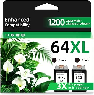 64XL Black Ink Cartridge for HP 64 XL Replacement for HP64XL 7855 7858 7155