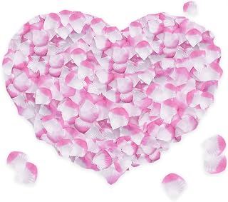 1200PCS Rose Petals for Bedroom - Fake Roses White & Pink Petal Faux Flowers, Artificial Roses Petals for Marry me, Valentines, Proposal, Anniversary, Wedding Love Decorations Romantic Party