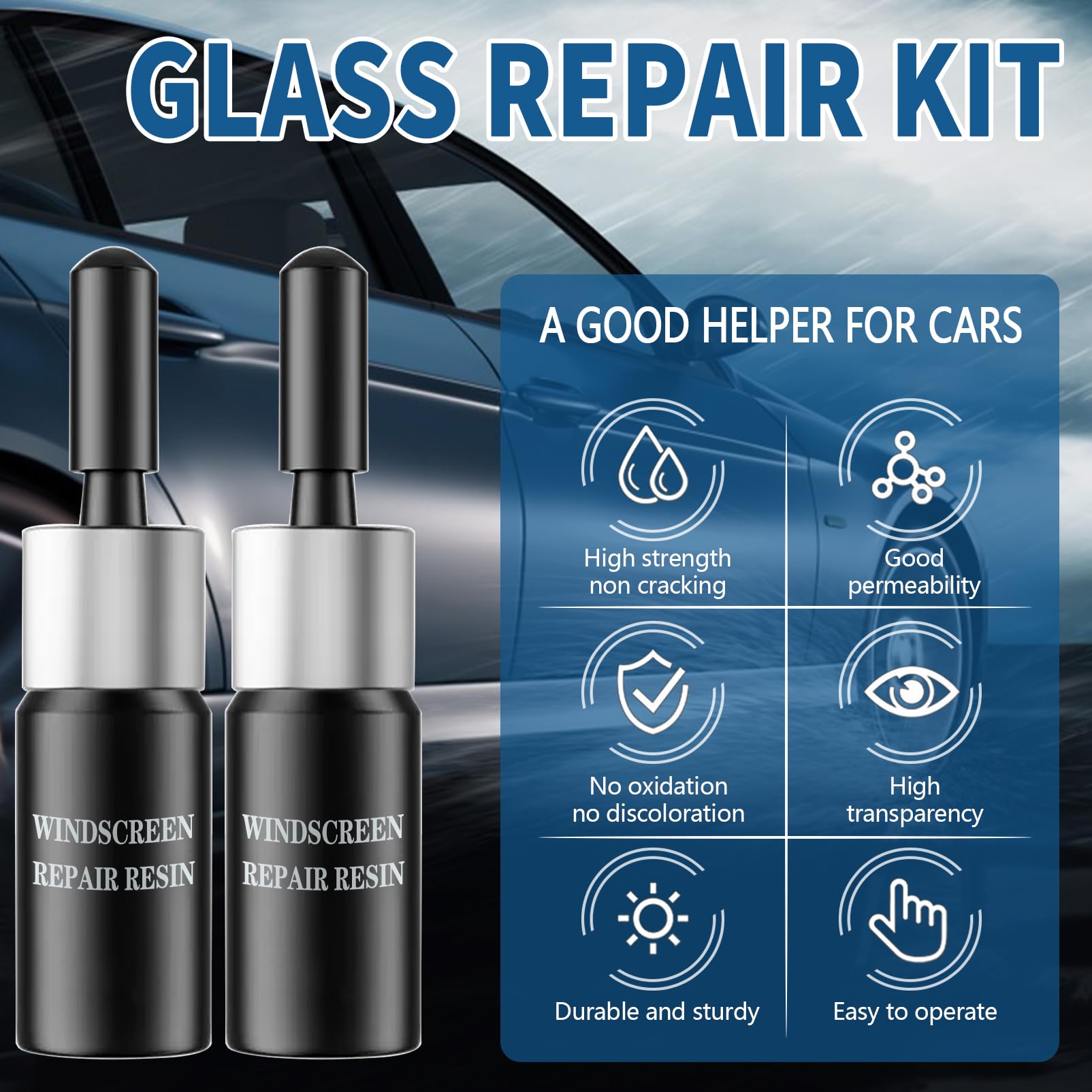 Kit Riparazione Parabrezza Auto - 2 Pezzi, Ripara Crepe E Scheggiature In 20 Minuti - Foto 3