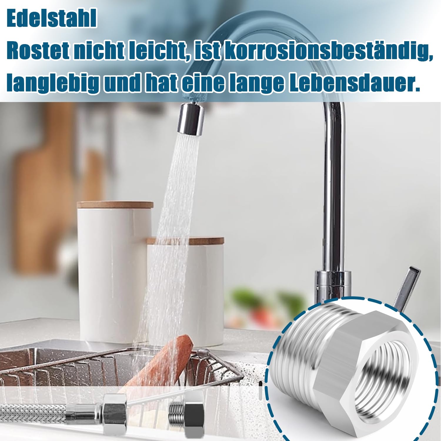 2 riduttori da 1/2 a 3/8, 2 adattatori da 1/2 a 3/8 pollici, riduttore, raccordo filettato in acciaio inox, filettatura esterna, filettatura interna, adatto per industria ecc. Con anello in
