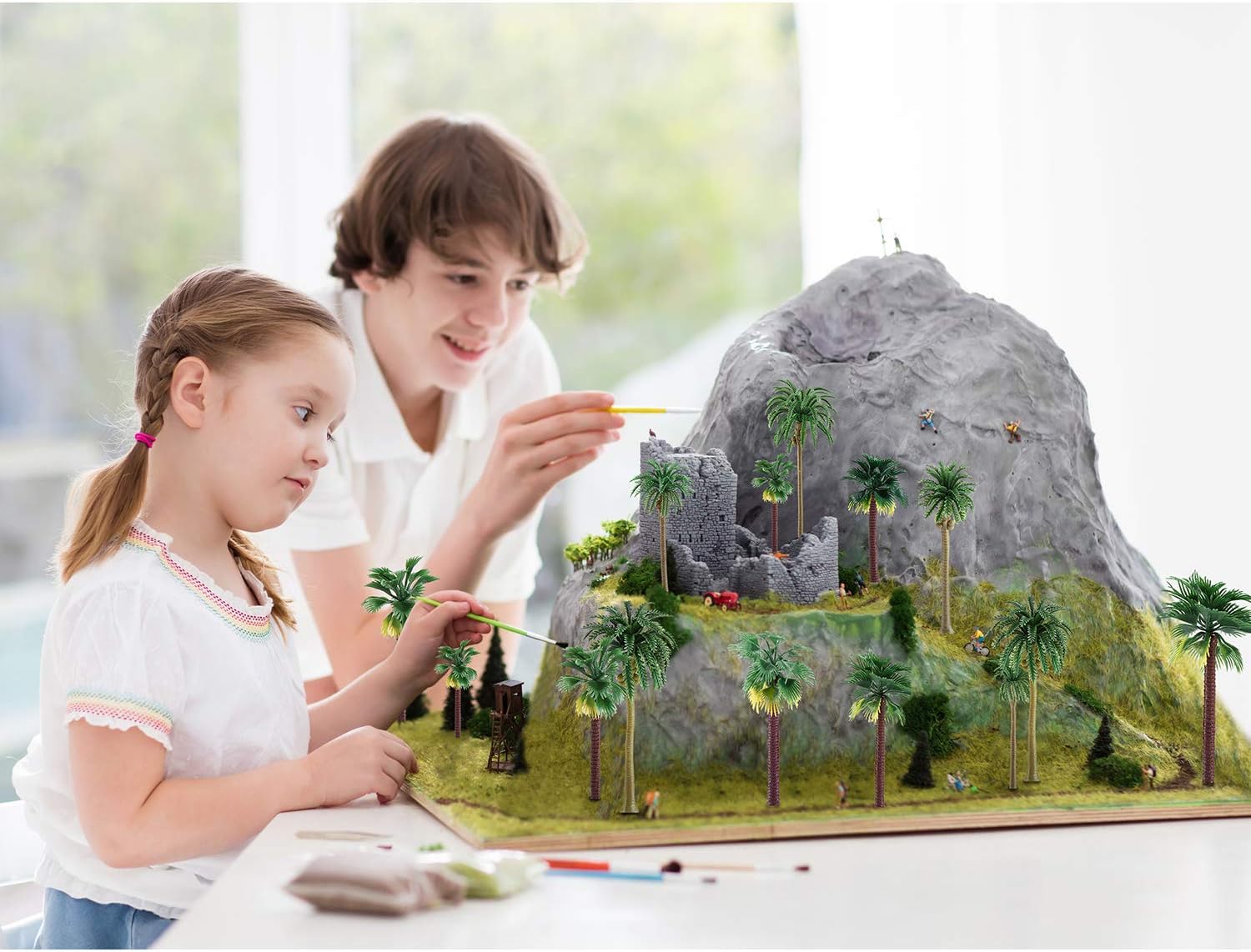 trounistro 30 Pieces Model Trees Model Coconut Palm Tree Train Scenery Miniature Landscape Scenery Diorama Models Architecture Trees