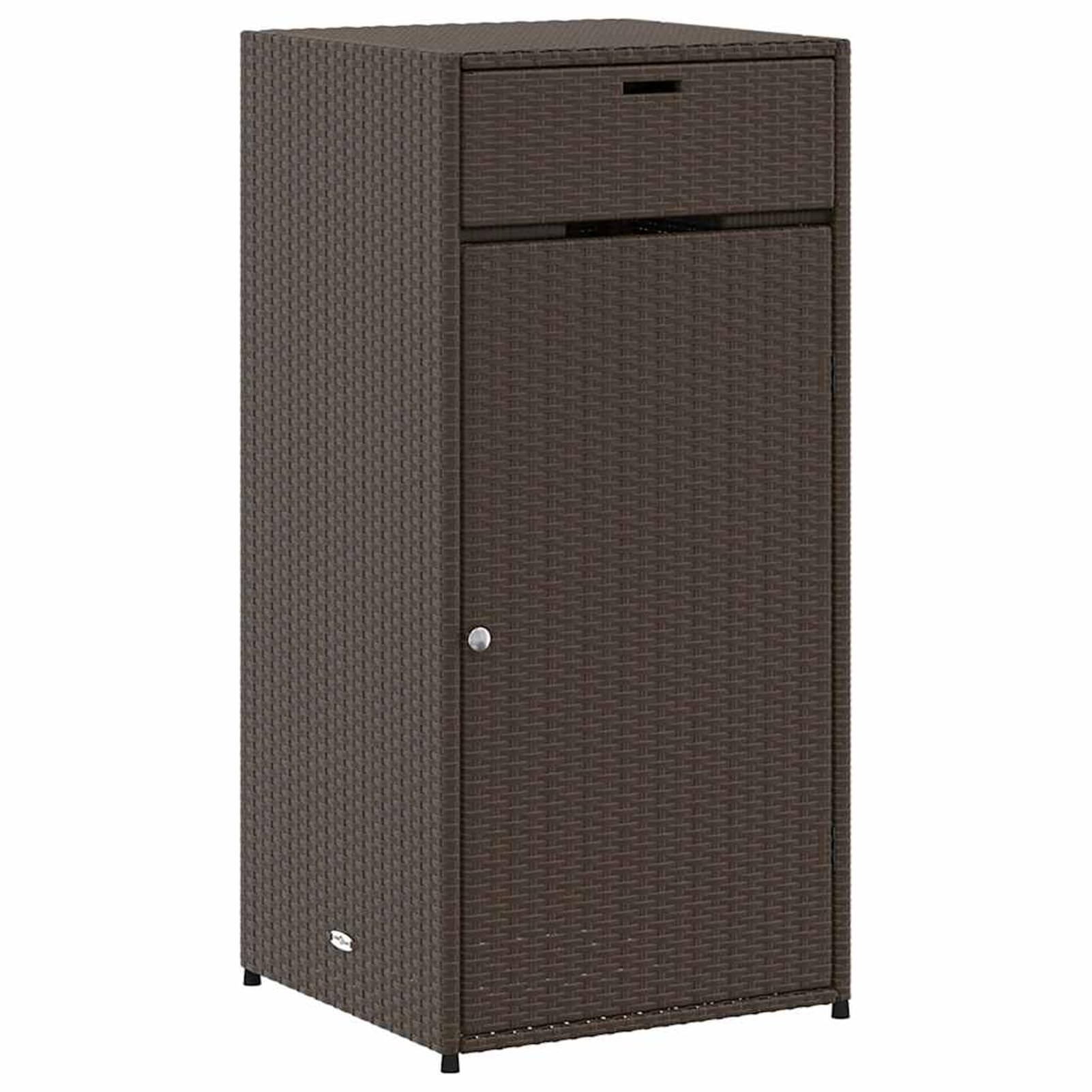 Swpsd Outdoor Storage Cabinet with PE Rattan, Large Garden Storage Box for Cushions, Pool Towels, Tools, Powder-Coated Steel Frame, for Patio, Backyard, Balcony Use 365560