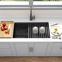 Vista 40 de Fregadero de barra negro, fregadero de cocina negro de montaje inferior de 15 pulgadas, fregaderos de cocina de 15 x 15 x 10 pulgadas, fregadero