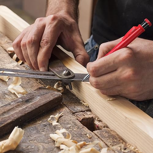 Vista 9 de Patelai Lápices mecánicos de carpintero, juego de lápices de construcción, recarga sólida, punta larga, agujeros profundos, marcadores