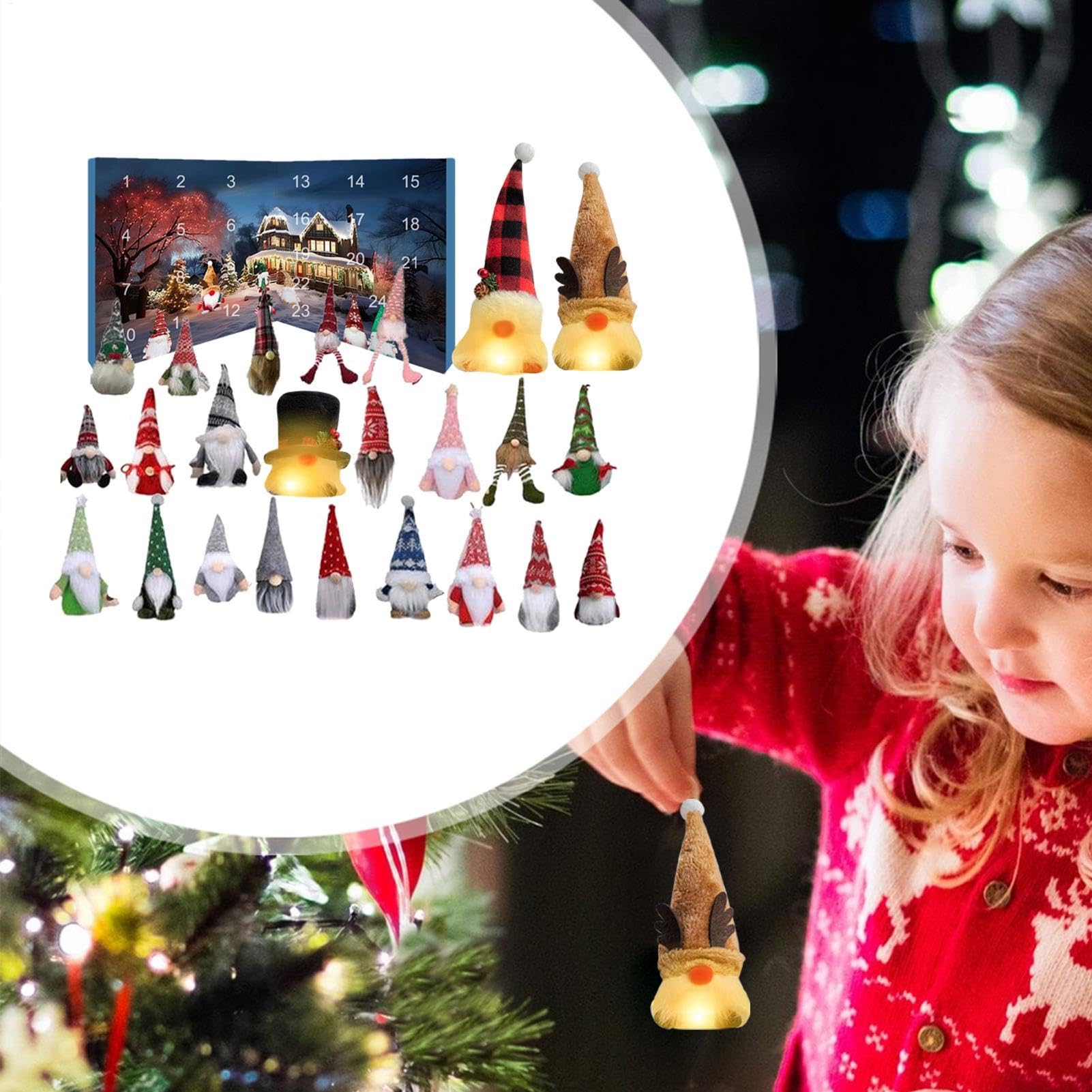 Weihnachts-Adventskalender Süße Weiche Leuchtende Plüschpuppen-Dekoration | 24 Boxen Weihnachtskristallpuppe Für Festtag, Wohnzimmer, Schlafzimmer, Sofa, Auto, Erwachsene und