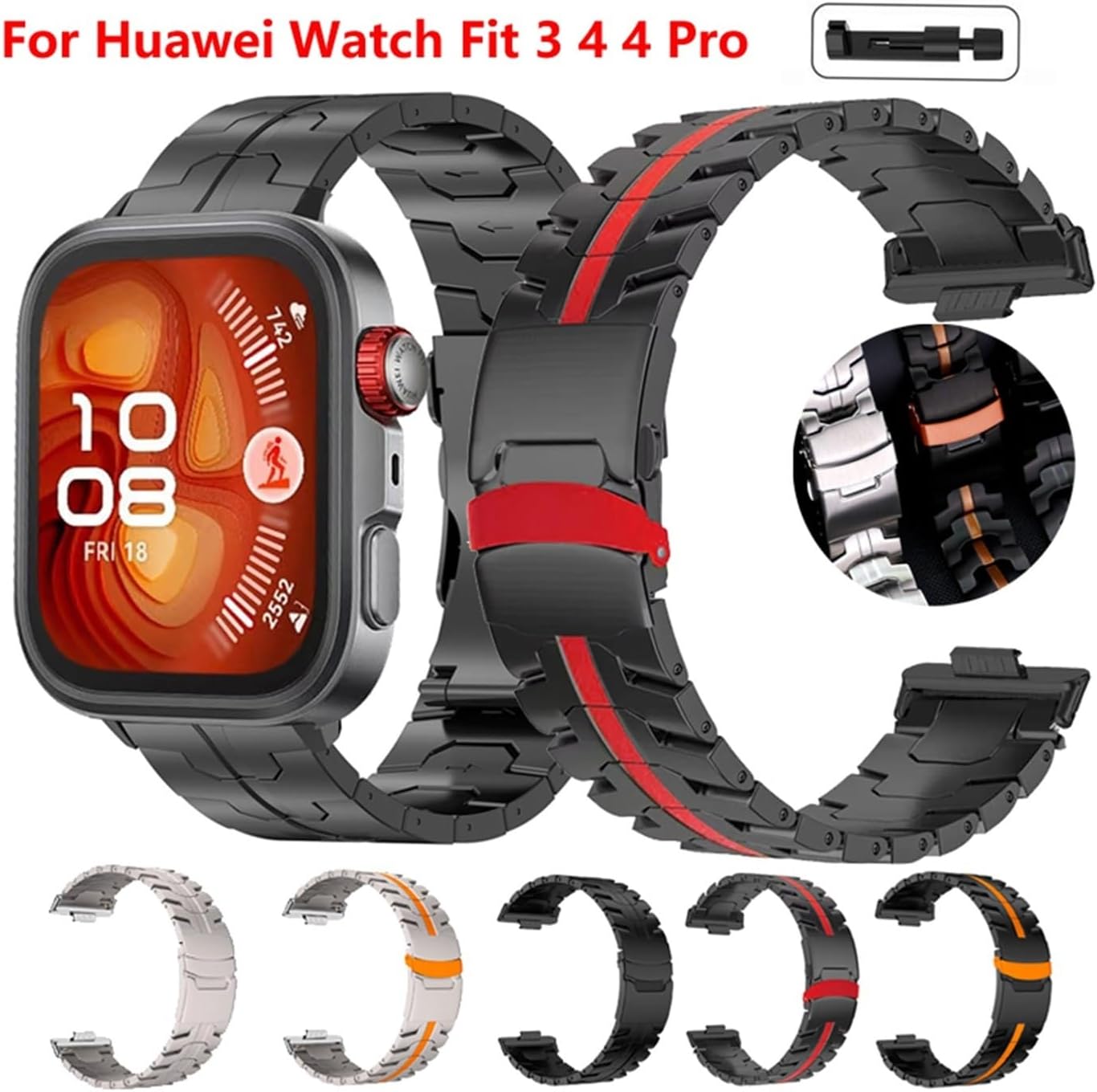 [PLYYQZM] Hua wei に合う Watch Fit 4 Pro用ステンレススチールメタルストラップ. Watch に合う
