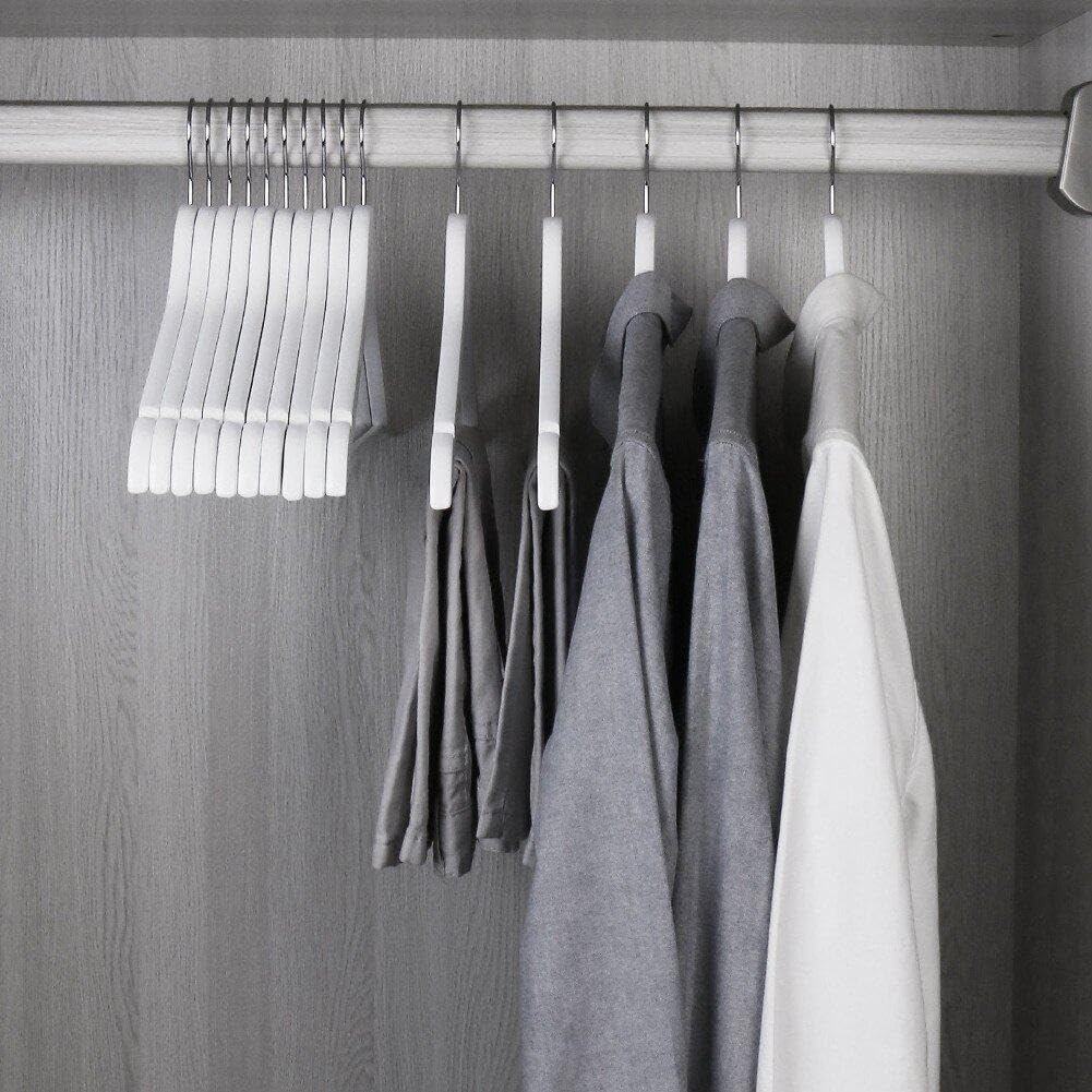 10 Grucce in Legno, Grucce per Abiti con Tacche sulle Spalle Antiscivolo, Grucce per Camicie, Giacche, Abiti, Pantaloni