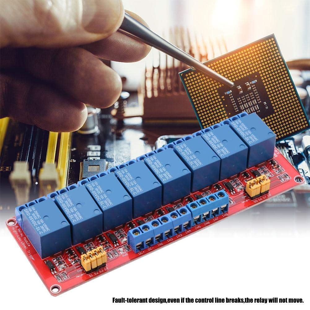 Module de relais Optocoupleur 5 V/12 V/24 V 8 canaux avec indicateur de puissance élevé/bas et déclencheur (5 V)
