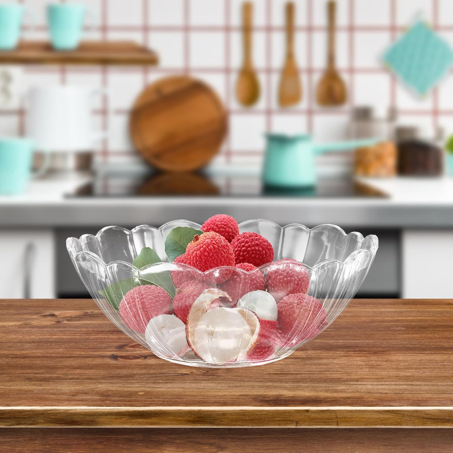 ULTECHNOVO Salad Bowl Serving Acrylic for Fruit and Noodles Lotus Shaped