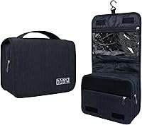 Lcsmaokin Large Capacity Waterproof Toiletry Bag with Hanging Hook - Travel Cosmetic Organizer for Men Women, Brushes, Shampoo, Toiletries - Black