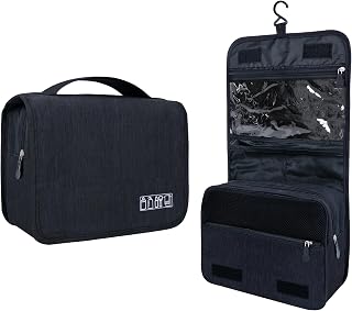 Lcsmaokin Large Capacity Waterproof Toiletry Bag with Hanging Hook - Travel Cosmetic Organizer for Men Women, Brushes, Shampoo, Toiletries - Black