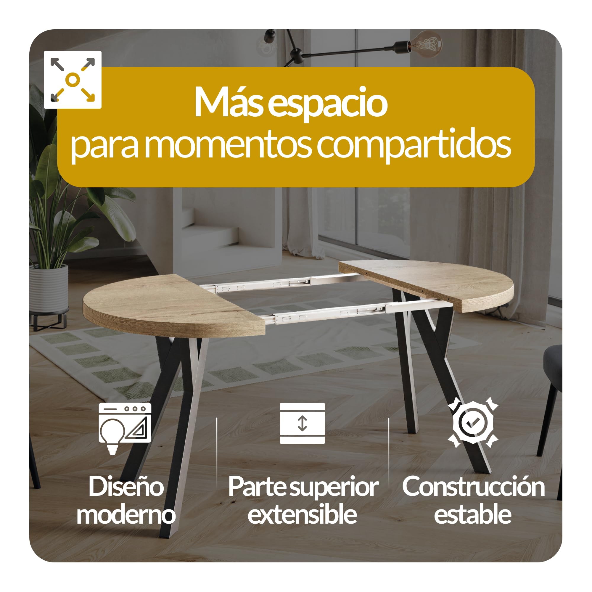 Mesa Comedor Extensible Redonda, 80 cm, Blanco
