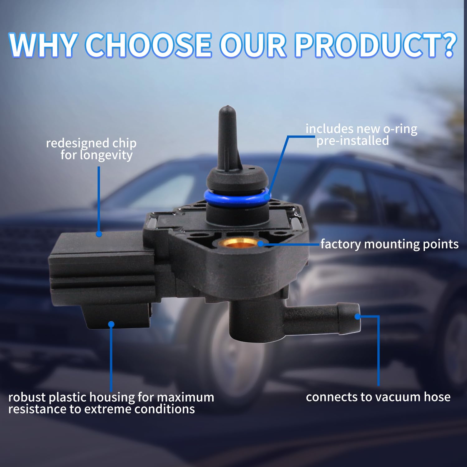 Fuel Injection Pressure Sensor for Ford Crown Victoria E150 E250 E350 Super Duty Escape Expedition Explorer F150 F250 F350 F450 Five Hundred Focus Fusion Mustang Taurus Lincoln 3F2Z9G756AC 0261230093