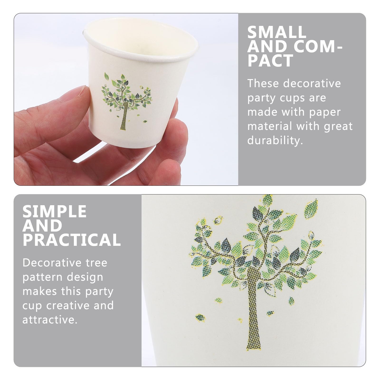 Abaodam 500 Vasos de Papel Desechables de 3 Oz Ligeros y Seguros para Bodas y Fiestas, Diseño Simple y Generoso, Capacidad de 60ml para Bebidas
