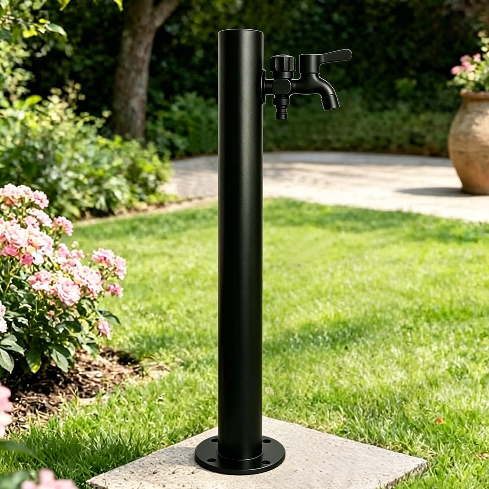 Outdoor Pedestal Water Column Faucet, Free-Standing Garden Tap Vertical Yard Hydrant Standing Water Spigot for Backyard Lawn Farm Irrigation